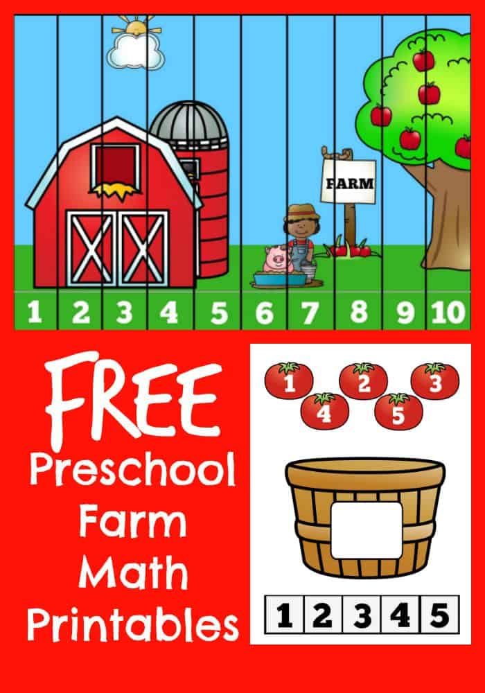 Preschool Farm Math Counting Printable Set Surviving A Teacher s Salary