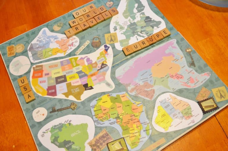 DIY Mod Podge Memory Boxes & Travel Memory Map Project