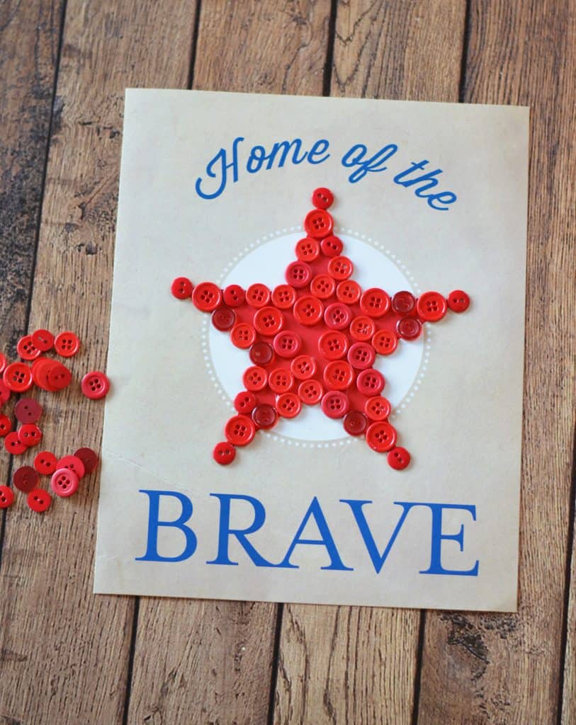 Patriotic Home of the Brave Art Wall Decor Project with FREE Printable
