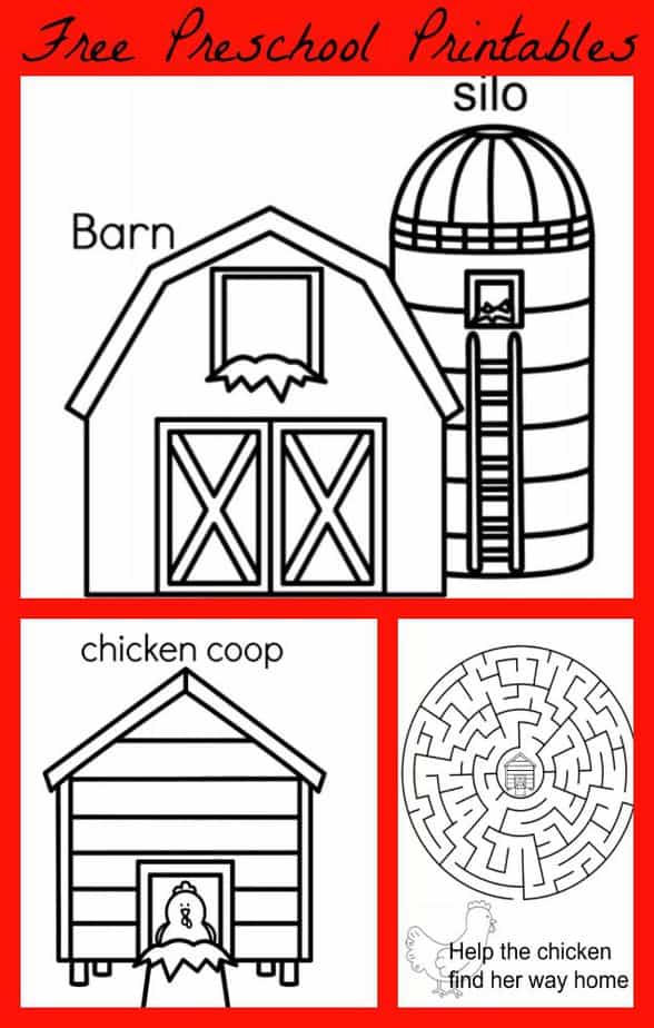 preschool farm coloring pages and activities printable