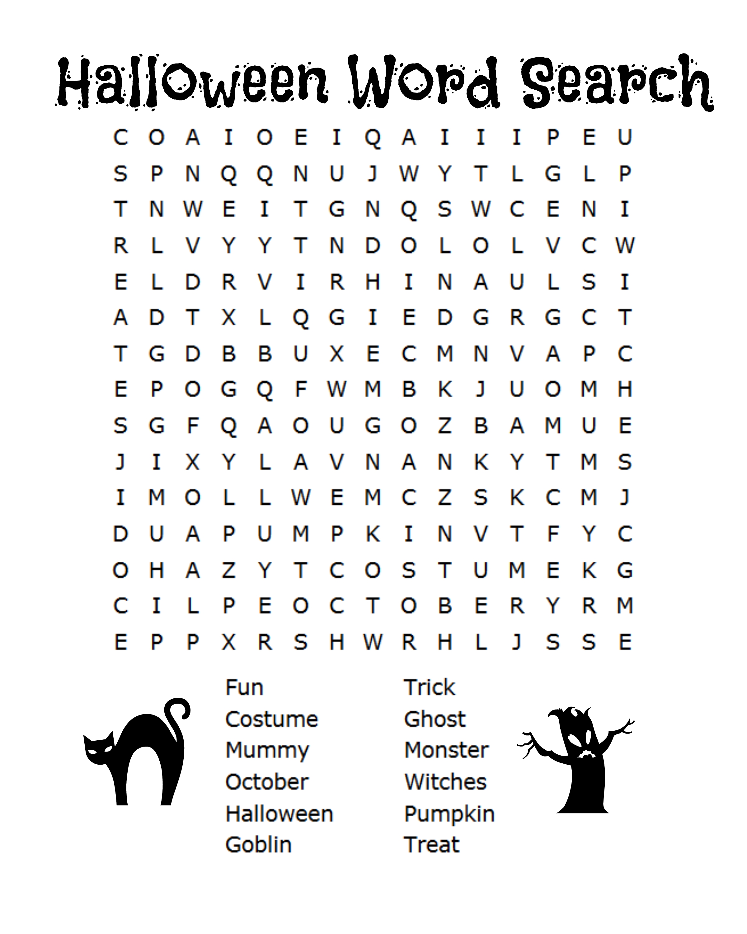 halloween word search free pdf