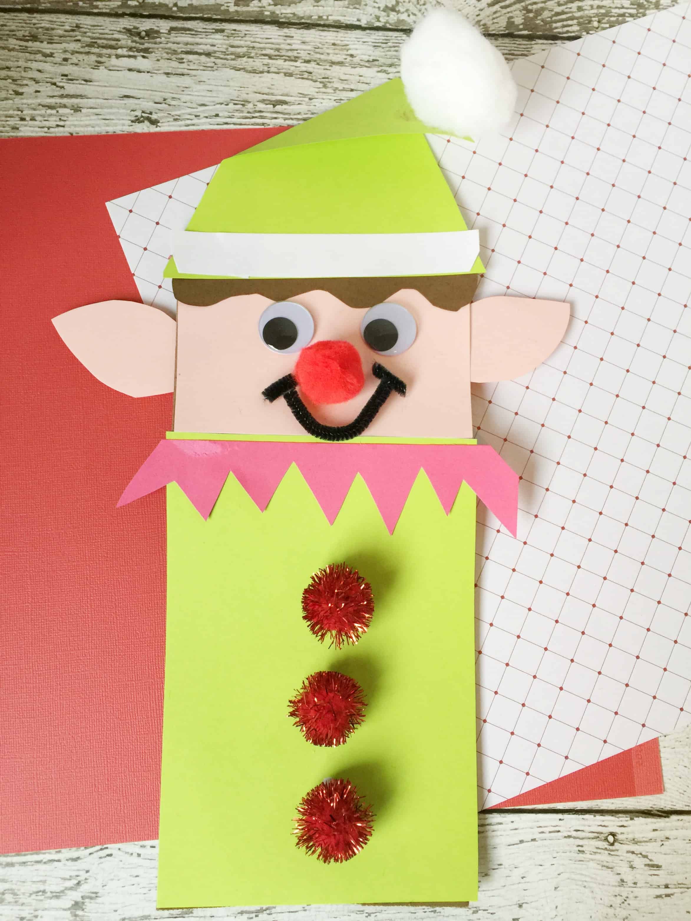 Christmas Elf Brown Paper Bag Craft For Kids