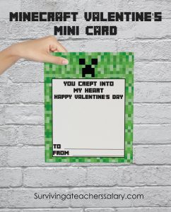 Minecraft Printable Valentine's Day Cards