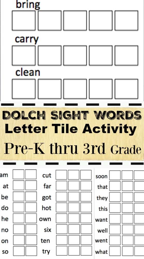 kindergarten sight word list dolch