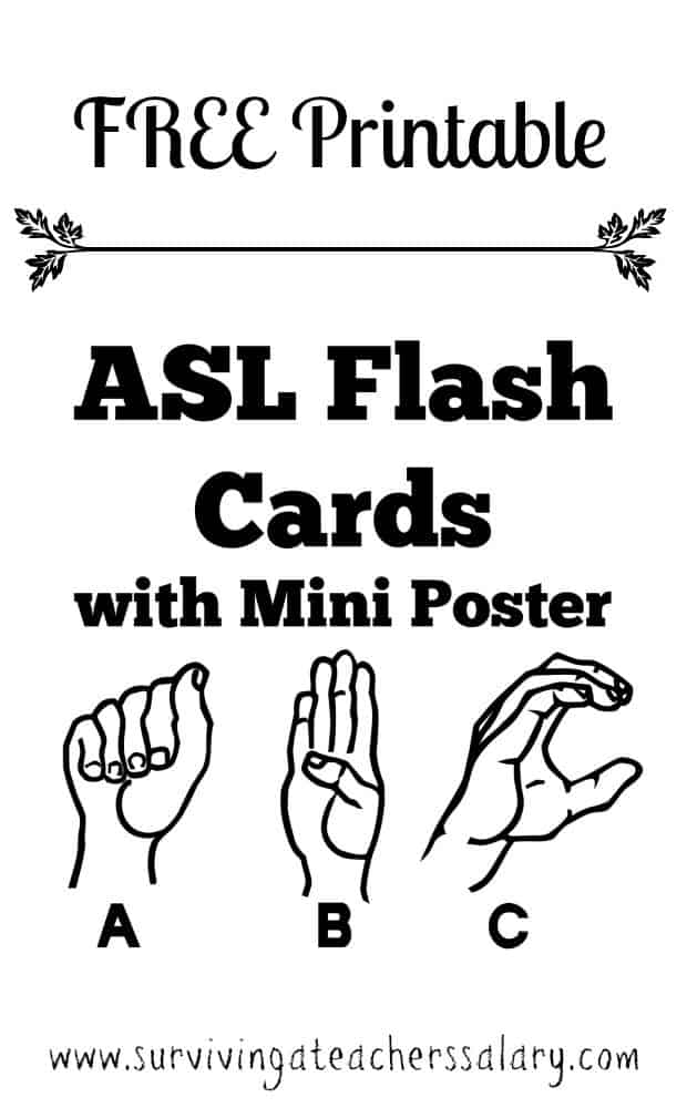 Free Printable ASL Alphabet Alfabet Sign Language Flash Cards & Poster