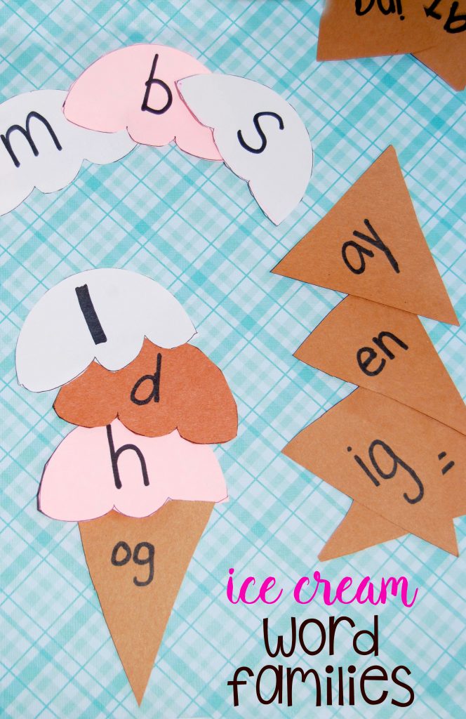 Summer Kid s Activity Ice Cream Word Families Literacy Game