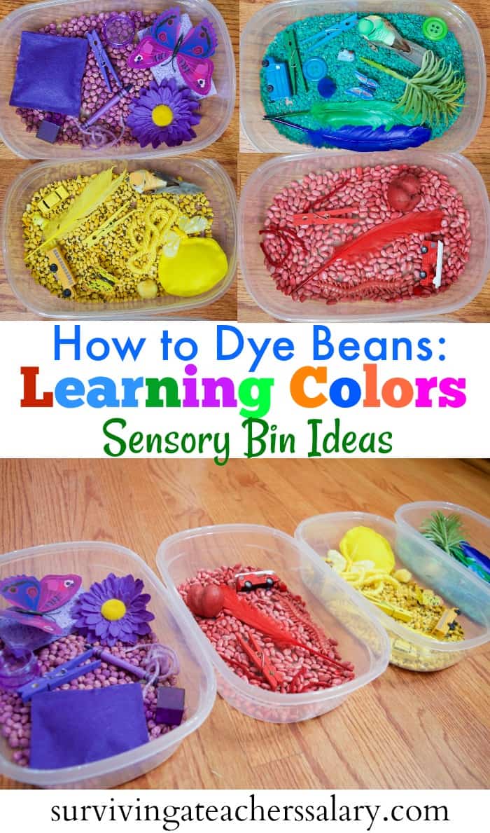 How to Dye Beans for Learning Colors Sensory Bin Idea