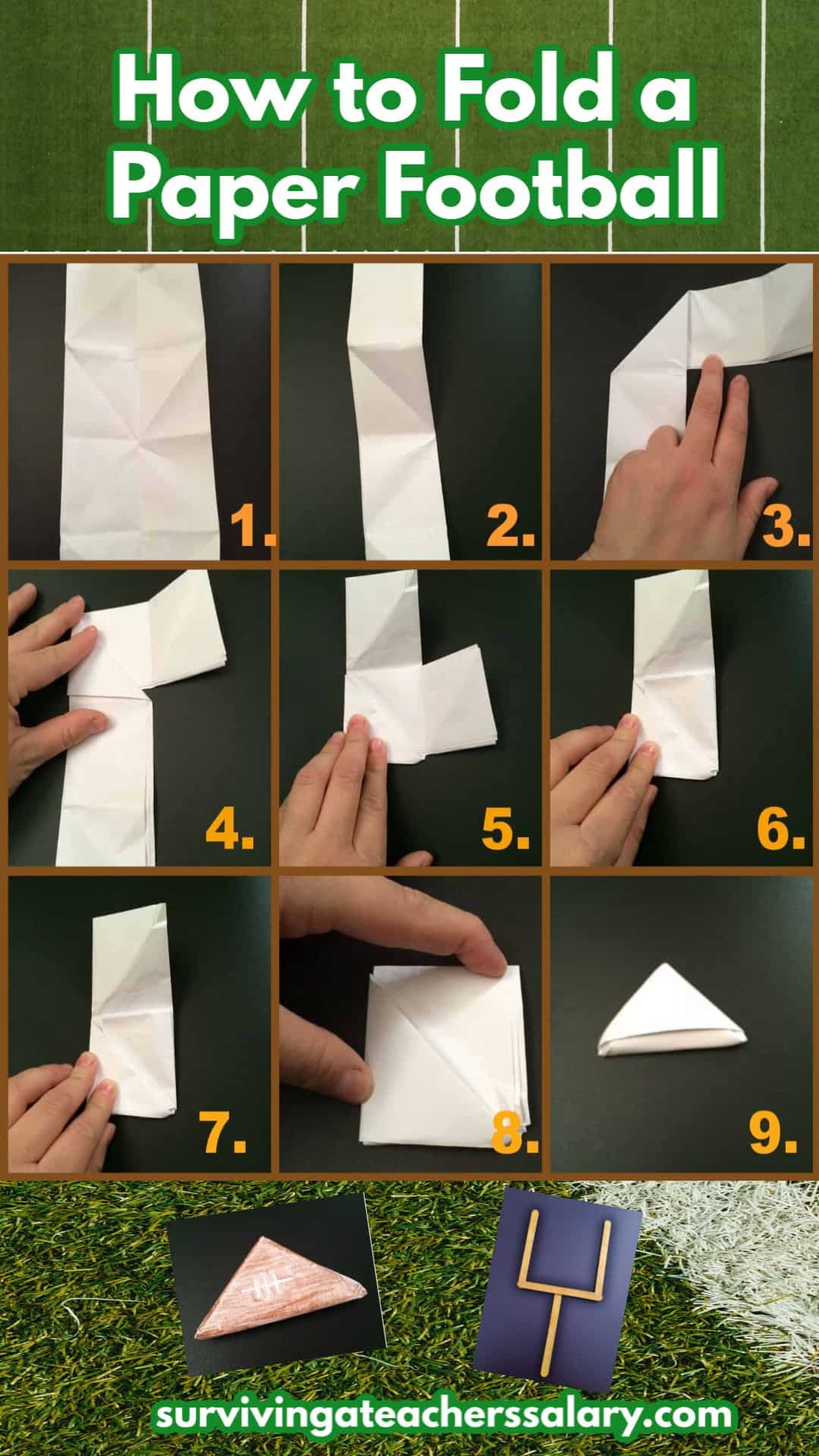 How To Make A Paper Football Tutorial Football Game Instructions