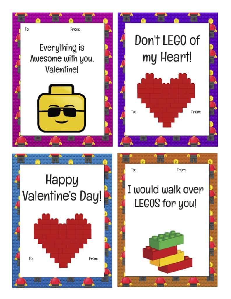 Printable LEGO Valentine s Day Cards For Little STEM Builders