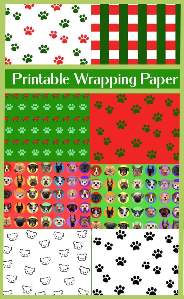 Dog Christmas Present Wrapping Paper And Gift Tag Xmas Sheet Acid Free Paw  Print