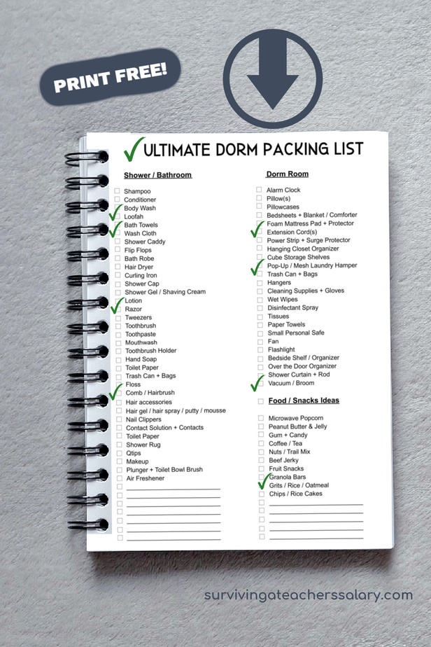 The Ultimate College Dorm Packing List Printable + Tips For Shopping